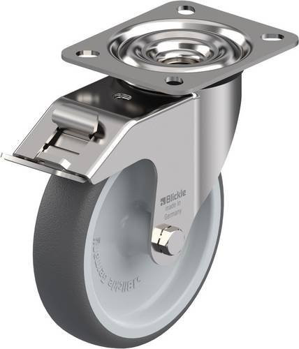 Blickle LEX-PATH 125G-FI Lenkrolle mit Feststeller aus Edelstahl in Silber und Grau, Rad-Durchmesser: 125 mm, Tragfähigkeit: 150 kg - Bild 1