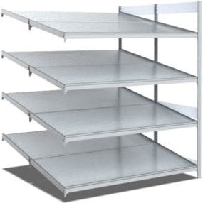 Bito Bereitstellregal schräg/schräg Anbaufeld verzinkt in Silber, B/T/H: 130,8 x 165 x 200 cm - Bild 1