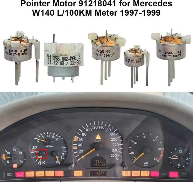 LIEI Zeigermotor für Mercedes Benz W140 R129 Kombiinstrument mit Tachometer Drehzahlmesser und Temperaturanzeige in Multicolour - Bild 1