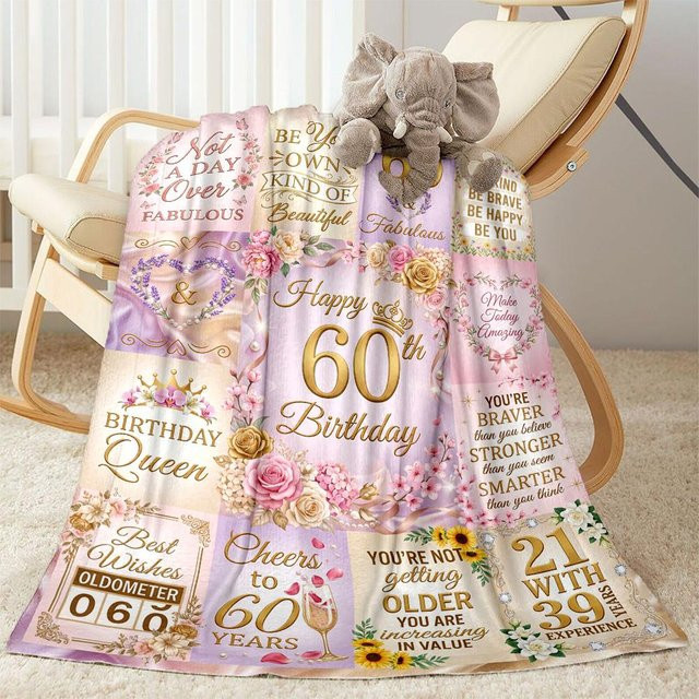 NostalgicHub Flanelldecke zum 60. Geburtstag, weich und flauschig, Mehrfarbig, B/T: 120 x 80 cm - Bild 1