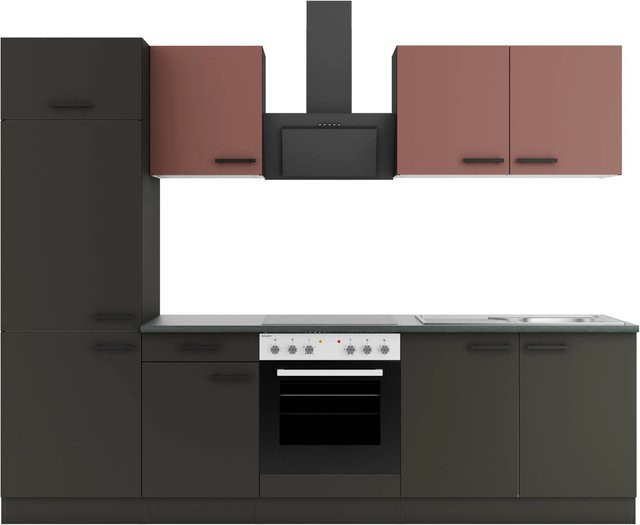 OPTIFIT Küchenzeile Nizza407/Madrid420 in Rostrot und Anthrazit, Breite: 270 cm - Bild 1