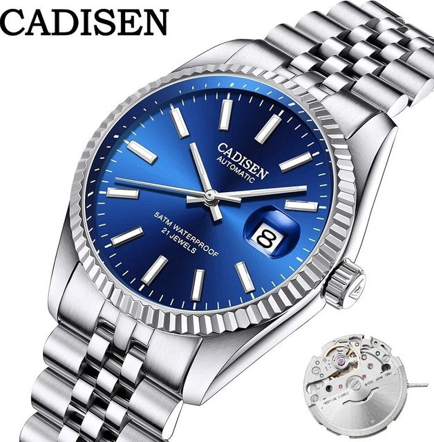 CADISEN Armbanduhr Automatik, Edelstahl, Blau, Herren - Bild 1