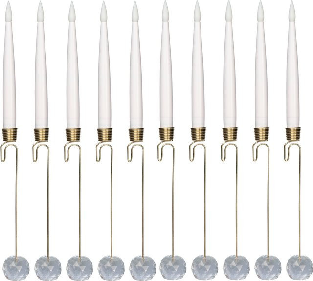 10 Stück elektrische LED-Hängekerzen von viva domo in Gold und Transparent für Weihnachten - Bild 1