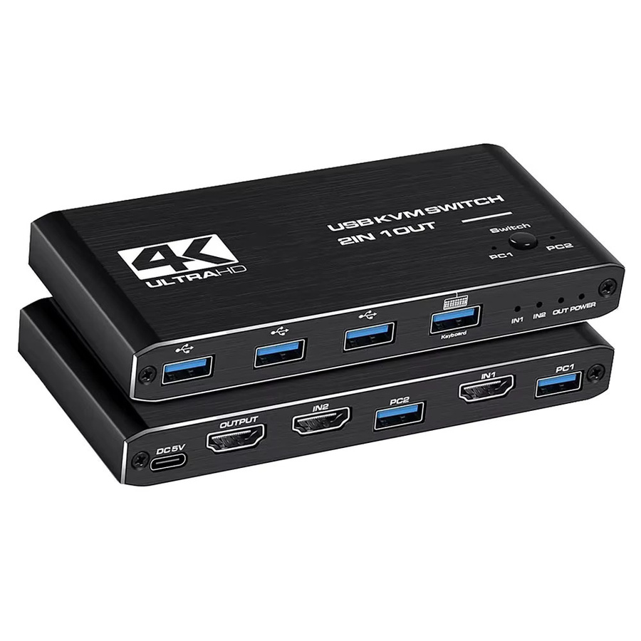 MZX KVM-Switch 4K 60Hz USB 3.0 Hub Dockingstation für 2 Computer in Schwarz - Bild 6