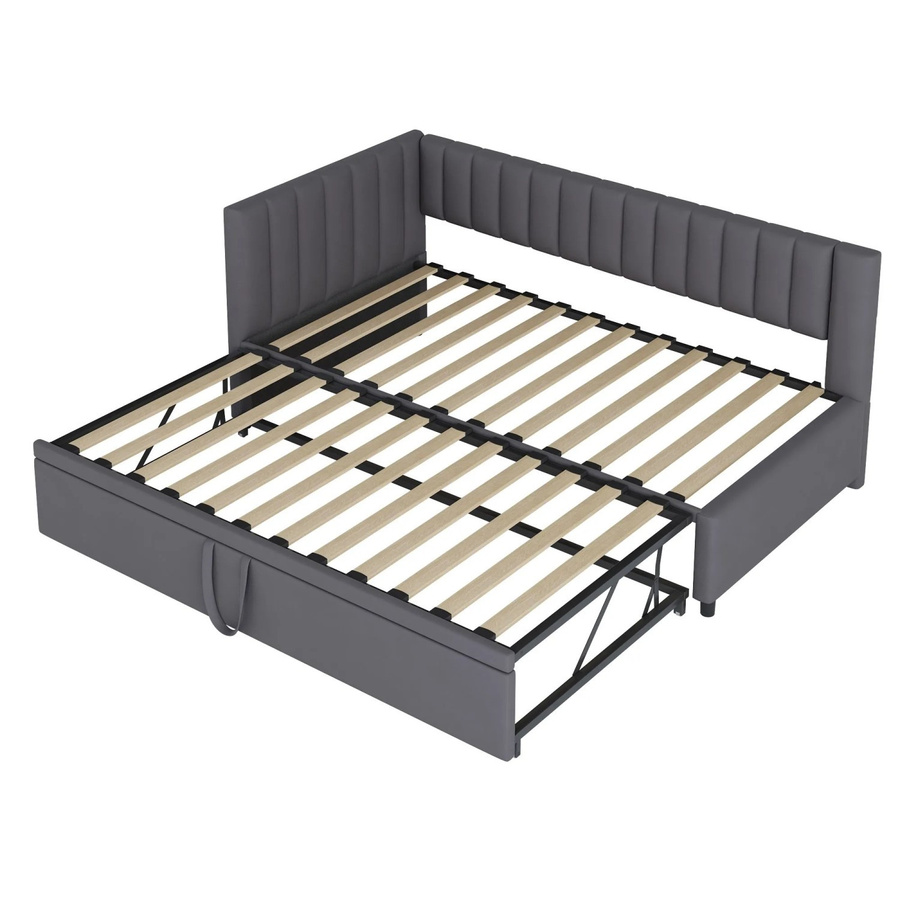 Merax Schlafsofa aus Samt in Grau mit Ausziehfunktion, B/T/H: 90 x 200 x 75 cm - Bild 2