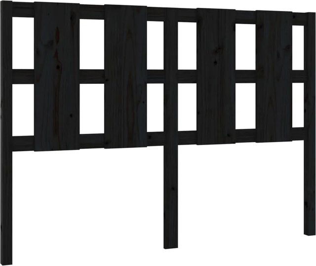 vidaXL Kopfteil aus Massivholz Kiefer in Schwarz, rustikales Bettgestell, B/T/H: 145,5 x 4 x 100 cm - Bild 1