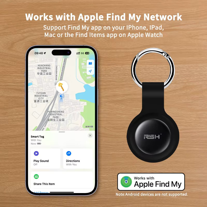 RSH 4er-Pack Sicherheitsfinder Black Bluetooth GPS-Tracker kompatibel mit Apple Find My App für iOS, ideal als Anti-Verlust-Smart-Tag für Haustiere, Kinder oder Gepäck - Bild 2