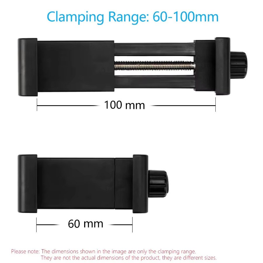Universelle 360-Grad Stativhalterung für dein Handy mit 1/4 Zoll Schraubgewinde, Handy-Clip und Schreibtisch-Stativ-Adapter in Schwarz - Bild 3