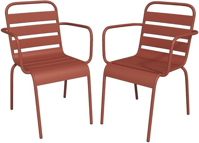 Vente-unique Gartenstuhl Mirmande aus Metall in Terracotta, stapelbar, Breite: 56 cm - Bild 1