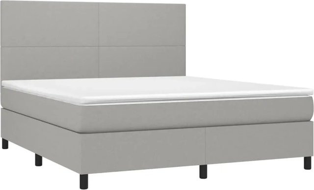 vidaXL Boxspringbett Hybrid mit Matratze und LED-Beleuchtung in Hellgrau, B/T/H: 180 x 200 x 118 cm - Bild 1