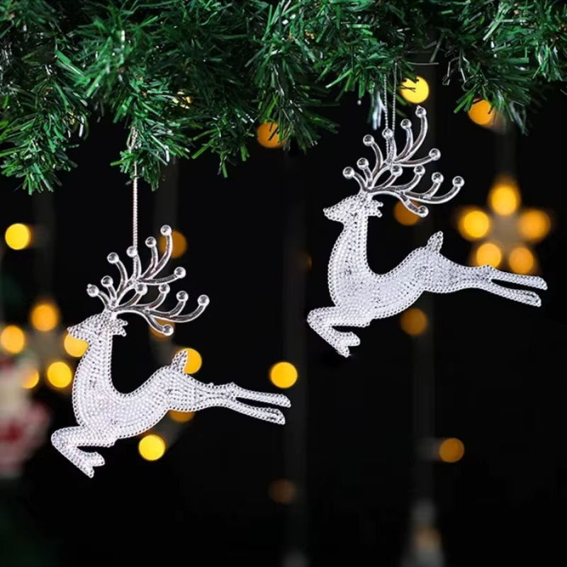 4er-Set Weihnachtsbaum-Rentier-Hängeornamente aus transparentem Kunststoff für deine Weihnachtsdekoration - Bild 2