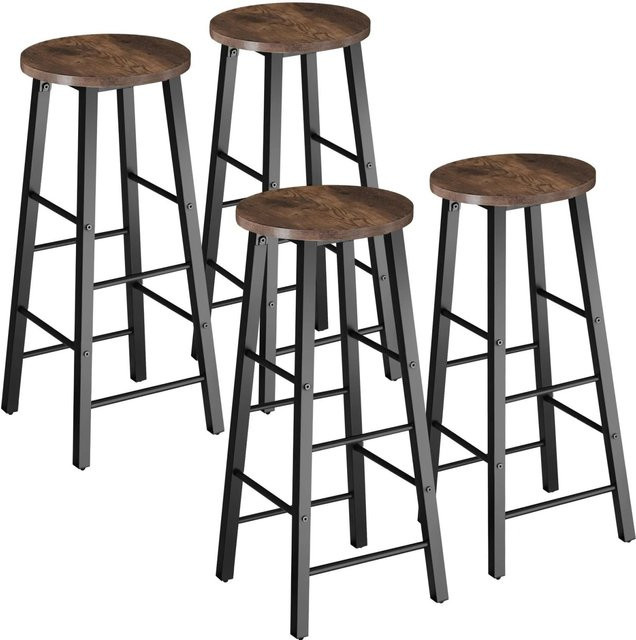 Tectake Barhocker Keynes im Industrial Style aus Holz und Stahl, Farbe Dunkelbraun/Schwarz, B/T/H: 31 x 31 x 72,5 cm - Bild 1