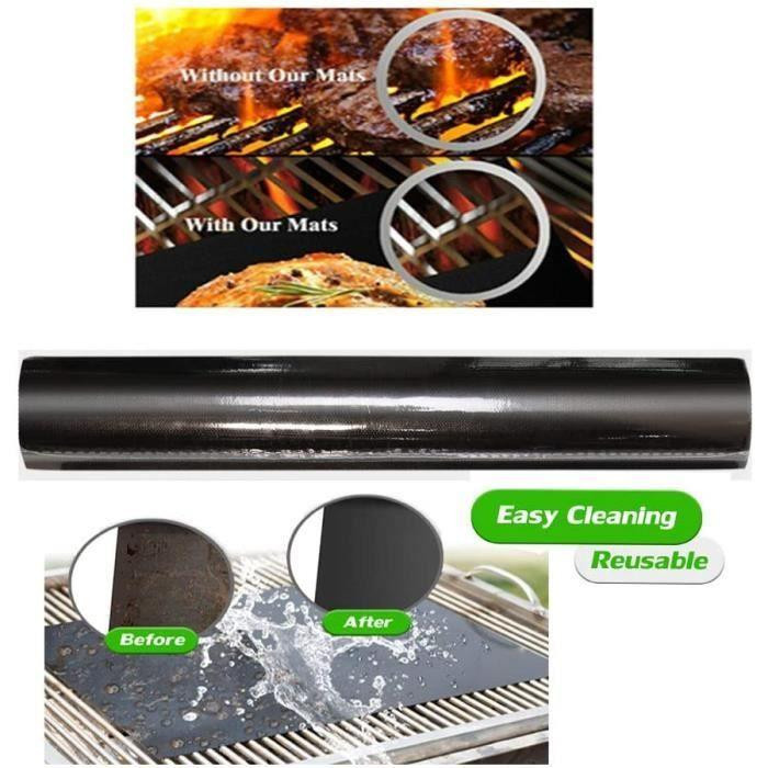 GQC Grillmatte Set, 6 Stück, antihaftbeschichtet und wiederverwendbar, schwarz, B/T: 40 x 33 cm - Bild 2