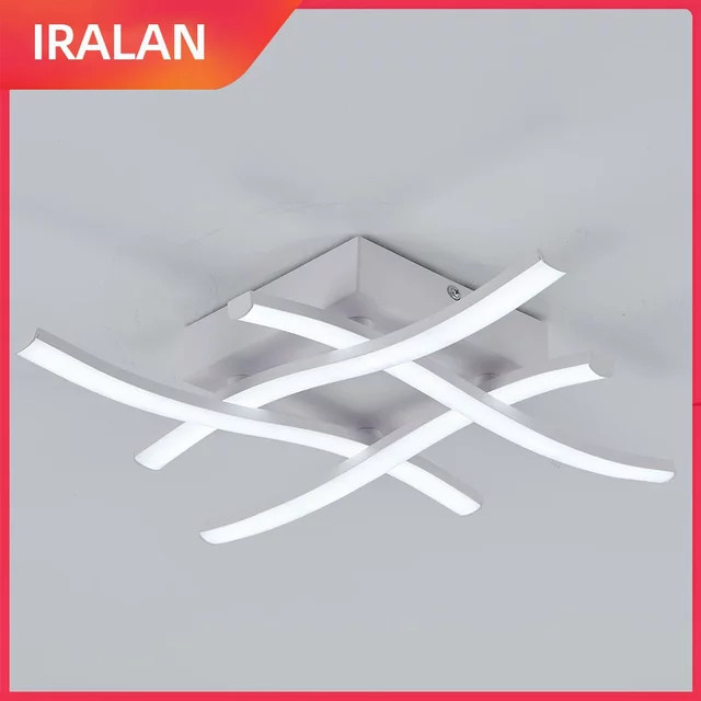 Moderne LED Deckenleuchte IRALAN in Weiß mit gebogenem Design und 24W für Wohnzimmer, Esszimmer, Schlafzimmer oder Balkon, 3 Farben veränderbar - Bild 1