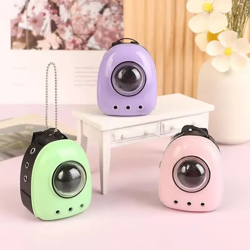 JPXB Mini Haustier Katze Rucksack und Puppenhaus Zubehör für Labubu Outfits im Maßstab 1:12, Grün und Bunt/Mehrfarbig - Bild 2