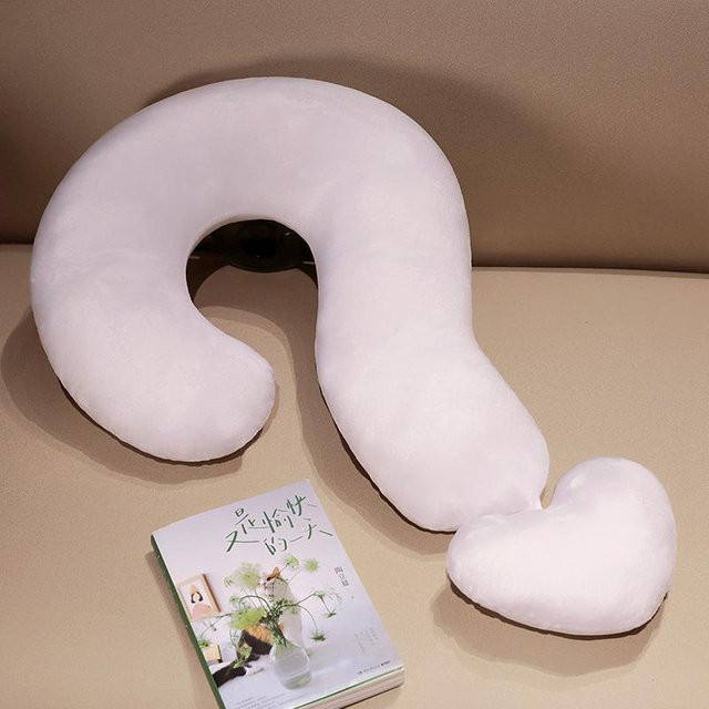 Yiran Toy Fragezeichen Plüschkissen als Nackenstützkissen in Bunt und Weiß, Breite: 65 cm - Bild 1