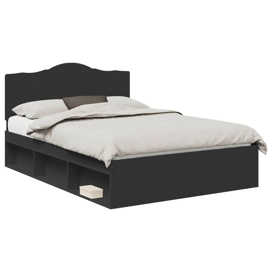 vidaXL Bettrahmen aus massivem Kiefernholz in Schwarz, modern, B/T/H: 160 x 200 x 163 cm - Bild 2