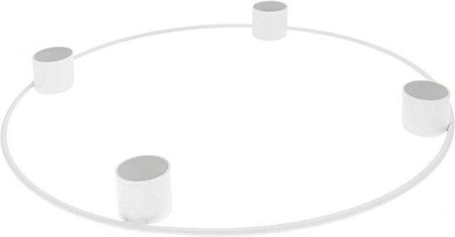 Rico Design Metallring Adventskranz in Off White Matt mit Durchmesser: 25 cm - Bild 1
