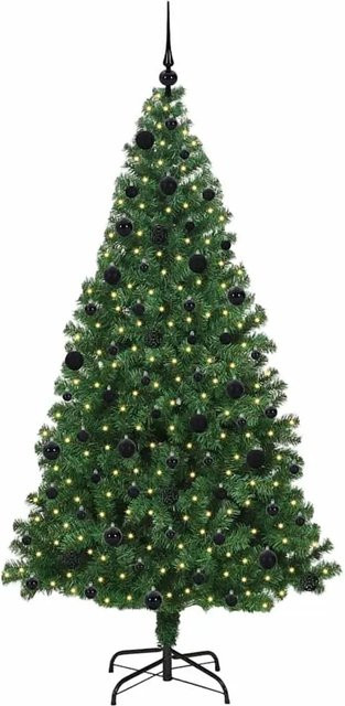 vidaXL Künstlicher Weihnachtsbaum in Grün mit 300 warmweißen LEDs und Ständer, Höhe: 210 cm - Bild 1