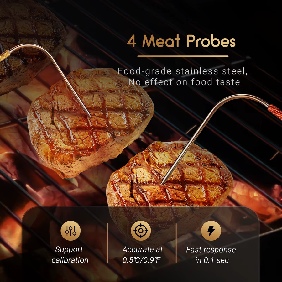 INKBIRD IBT-26S Kabelloses WiFi Fleischthermometer mit 4 Sonden für Grill und Küche - Bild 3