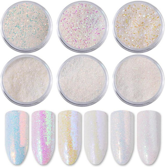 CosyHome Fotolumineszierendes Glitzerpulver Weiß, Nail Art Pailletten - Bild 1