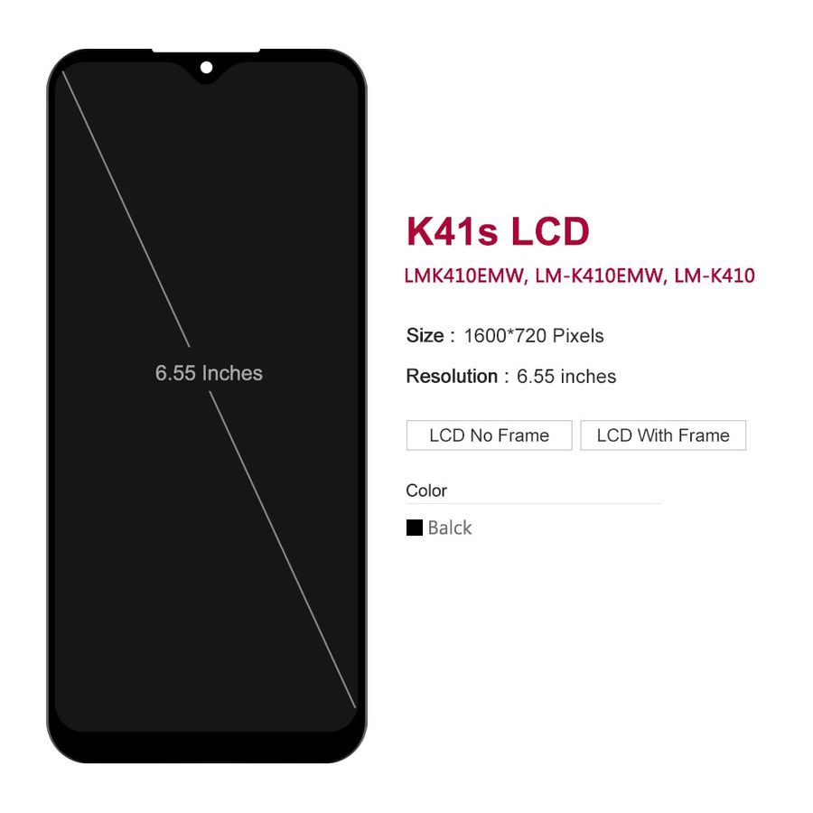 LG K41S LCD Display Touchscreen Digitizer Montage mit Rahmen in Schwarz, 6,55 Zoll, Ersatzteil LMK410EMW - Bild 2