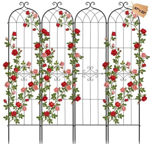 VEVOR Garten Rankhilfe für Rosen und Pflanzen, 4er Pack, Schwarz, Höhe: 220 cm, Breite: 52,5 cm - Bild 1