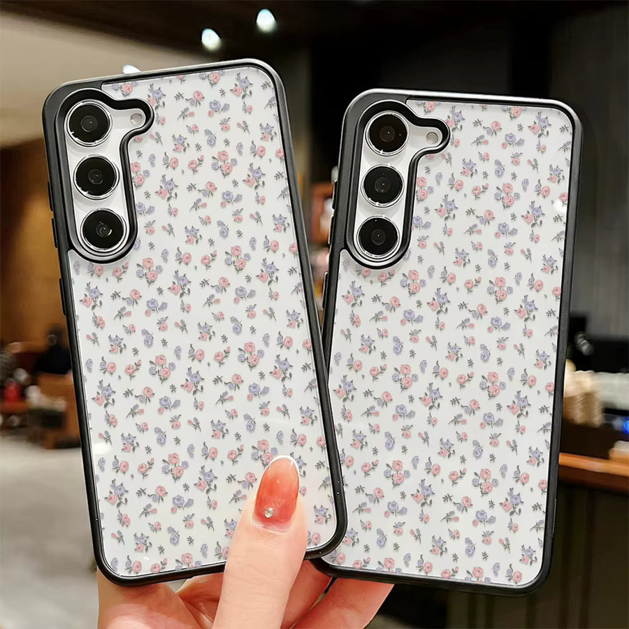 Stoßfeste Handyhülle mit Blumenmuster für Samsung Galaxy S25 S26 Ultra S24 FE S23 A56 5G A55 A54 A36 A17 A15 A16 A07 in Transparent Multicolour - Bild 2