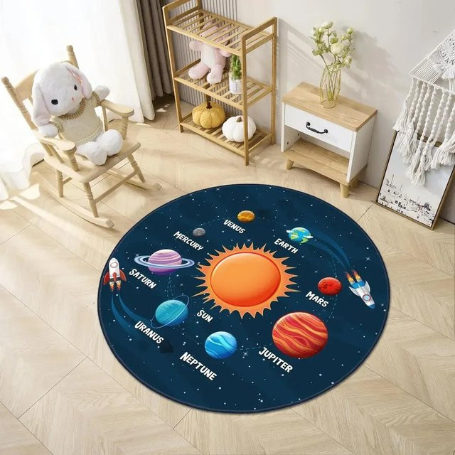 Runder Teppich Lodestar mit Weltraum-Motiv Astronaut und Rakete, Mehrfarbig, Durchmesser: 80 cm - Bild 1