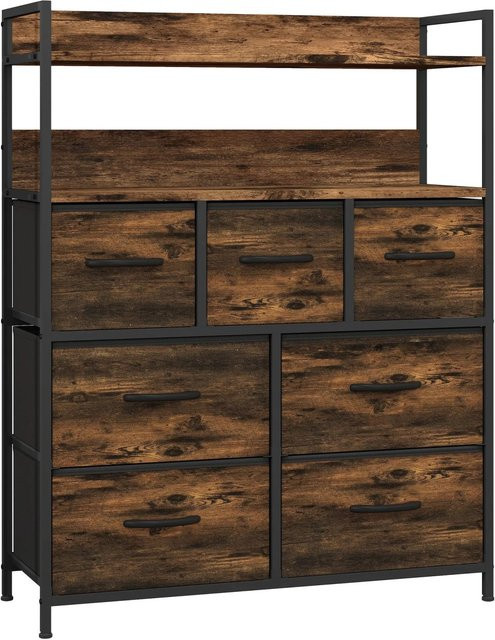 HOMCOM Kommode Aufbewahrungsschrank mit 7 Schubladen im Industrial Design, Farbe: Braun - Bild 1