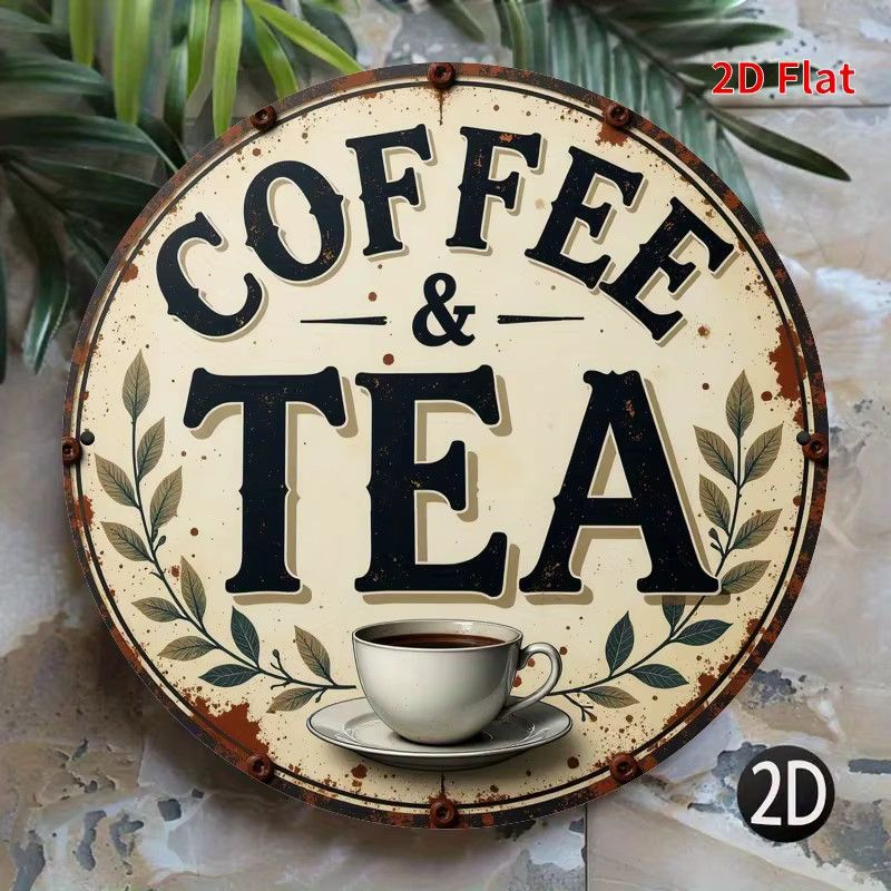 Potdemiel Vintage Coffee & Tea Metallschild rund Durchmesser: 20 cm - Bild 4