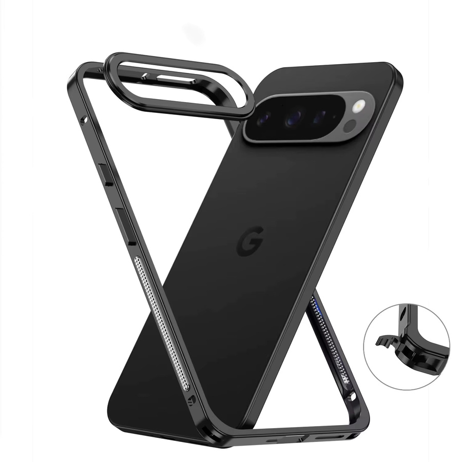 Stoßfeste Aluminium-Schutzhülle für Google Pixel 9 und Pixel 10 Pro XL mit Objektivschutz in Schwarz oder Grau - Bild 2