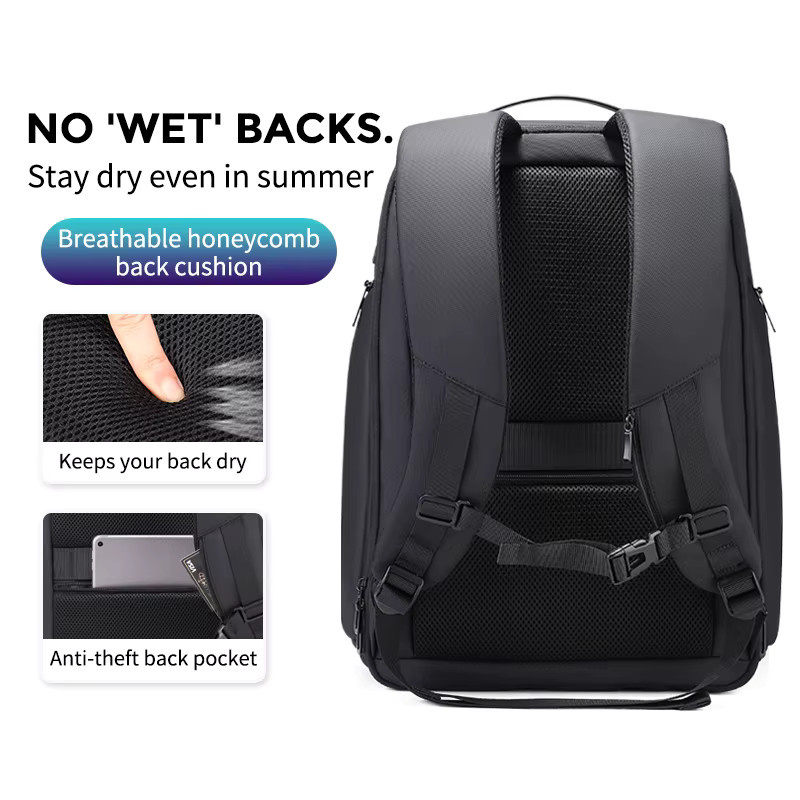Fenruien Business Rucksack für Herren, 36L Wasserdichter Laptop Rucksack mit USB-C Anschluss, Schwarz, Passend für 17,3 Zoll Laptop - Bild 6
