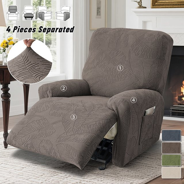 Yupartex 4-teiliges Jacquard Sofa-Schutzset mit floralem Muster für Liegesofas und Sessel - Bild 1