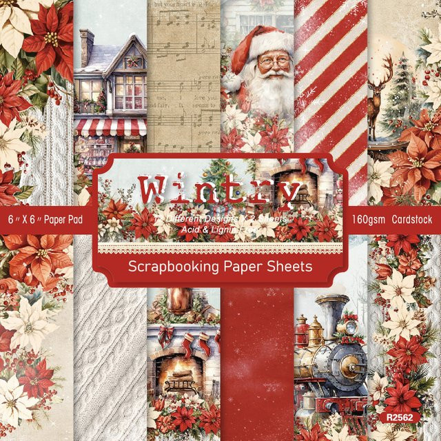 Wintry Weihnachten Scrapbooking Papier Pad mit 24 Blatt Designpapier für DIY Handwerk und Dekoration, Mehrfarbig, B x B: 15,24 x 15,24 cm - Bild 1
