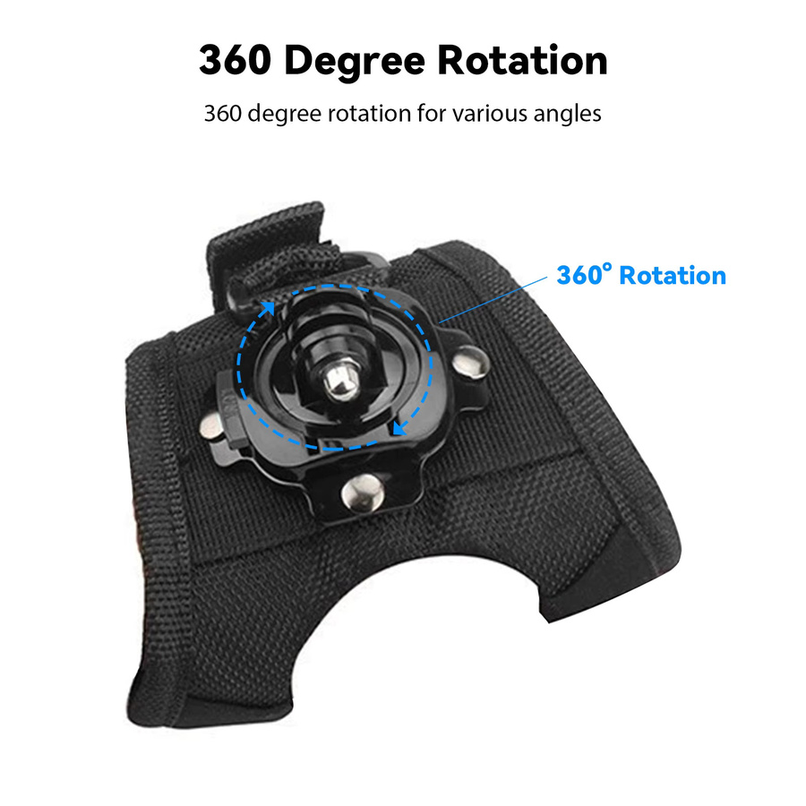HONGDAK 360 Grad Rotations Hand Strap Mount für GoPro Hero 12 11 10 9 8 7 6 5 SJCAM Insta360 X2 X3 DJI Osmo Action in Schwarz - Bild 3