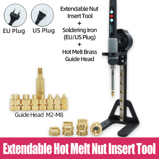 YMAX Messing Heat Set Einsatz Mutter Werkzeug Kit für 3D-Drucker zur Einbettung von Kupfermuttern in Gold und Messing - Bild 1