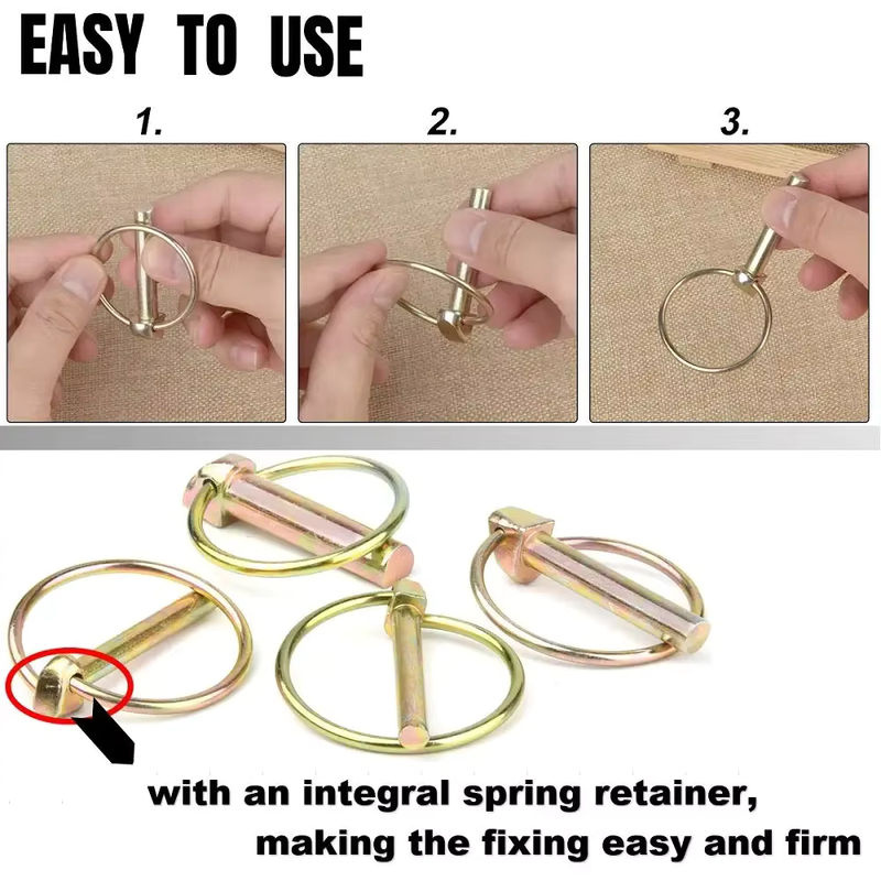 JH ZPXH 8 Stück Lynch-Pin mit Ring in Silber, robuste Sicherheits-Befestigungsstifte für Traktoren, Anhänger und Rasenmäher - Bild 2