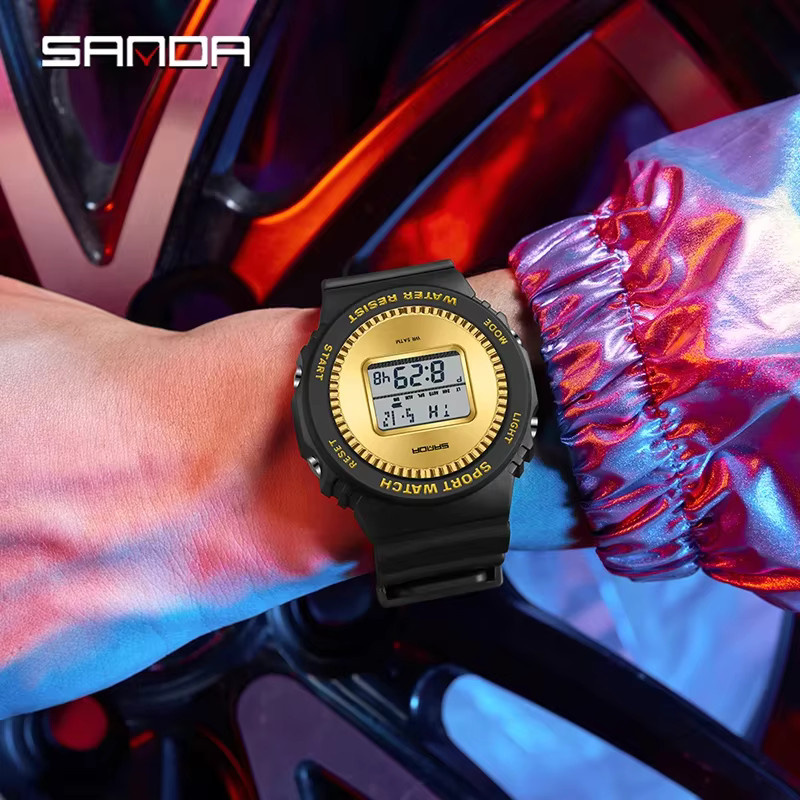SANDA Armbanduhr Digitaluhr, Kunststoff, Schwarz, Herren - Bild 2