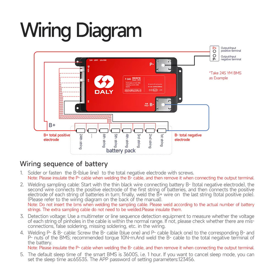 Daly Smart BMS Bluetooth Batterie-Management-System für LiFePO4, Li-Ion und LTO in Rot - Bild 4