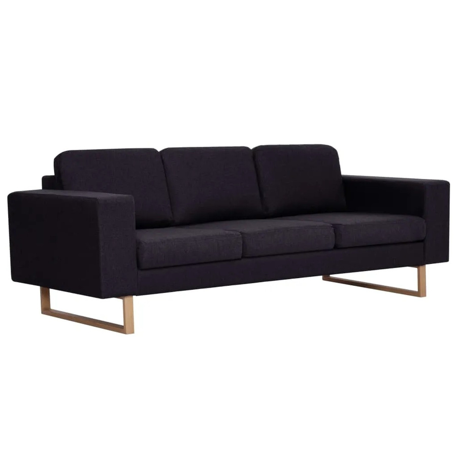 vidaXL 3-Sitzer-Sofa in Schwarz mit Stoffbezug und Holzrahmen - Bild 2