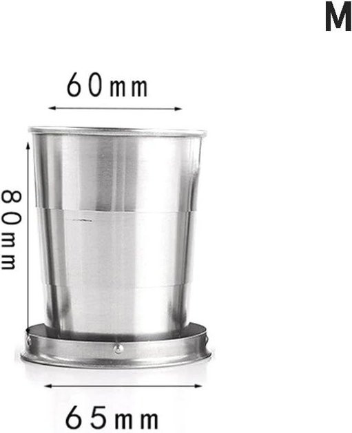 Yiran Furniture Klappbare Edelstahl Tasse mit Schlüsselanhänger, Tragbare Teleskop Tasse, Silber, 75 ml / 150 ml / 250 ml - Bild 1