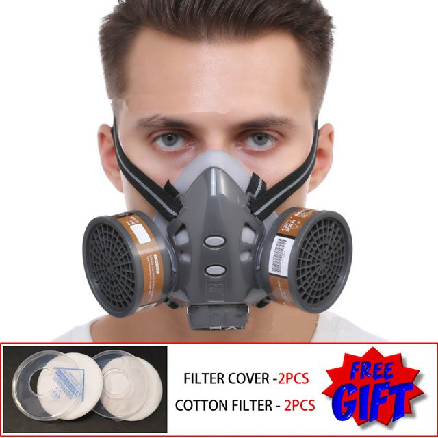ELESESAFE Doppelte Filter Halbgesichts-Atemschutzmaske als Staub- und Gasmaske für Industrie und Heimgebrauch - Bild 1