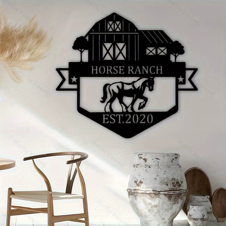 Personalisiertes Metallschild Hello Young in Schwarz für deine Ranch-Dekoration im Bauernhaus-Stil - Bild 4