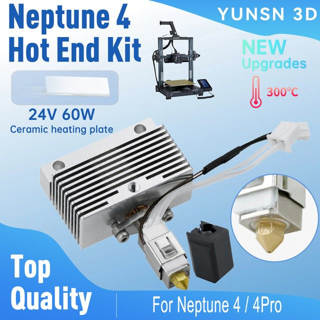 ELEGOO Neptune 4 Pro Hotend Kit mit verbesserter High Speed Messing Düse in Gold für 3D Drucker Ersatzteile - Bild 1