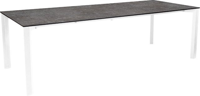 Stern Ausziehtisch Penta Aluminium in Weiß mit grauer Silverstar Metallic Tischplatte und Nivelliersystem B/T: 200 bis 250 x 100 cm - Bild 1