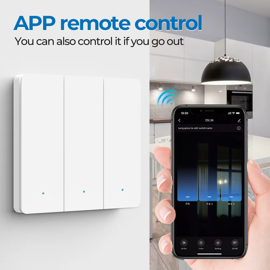 Tuya Zigbee Smart Licht Schalter mit Push Button in Weiß, ohne Neutralleiter, kompatibel mit Alexa und Google Assistant - Bild 3