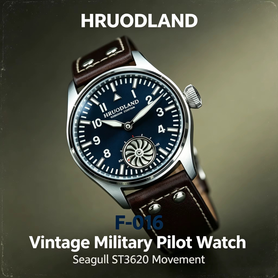 Hruodland Taucheruhr, Automatik, Edelstahl, Saphirglas, Leder, Herren - Bild 2