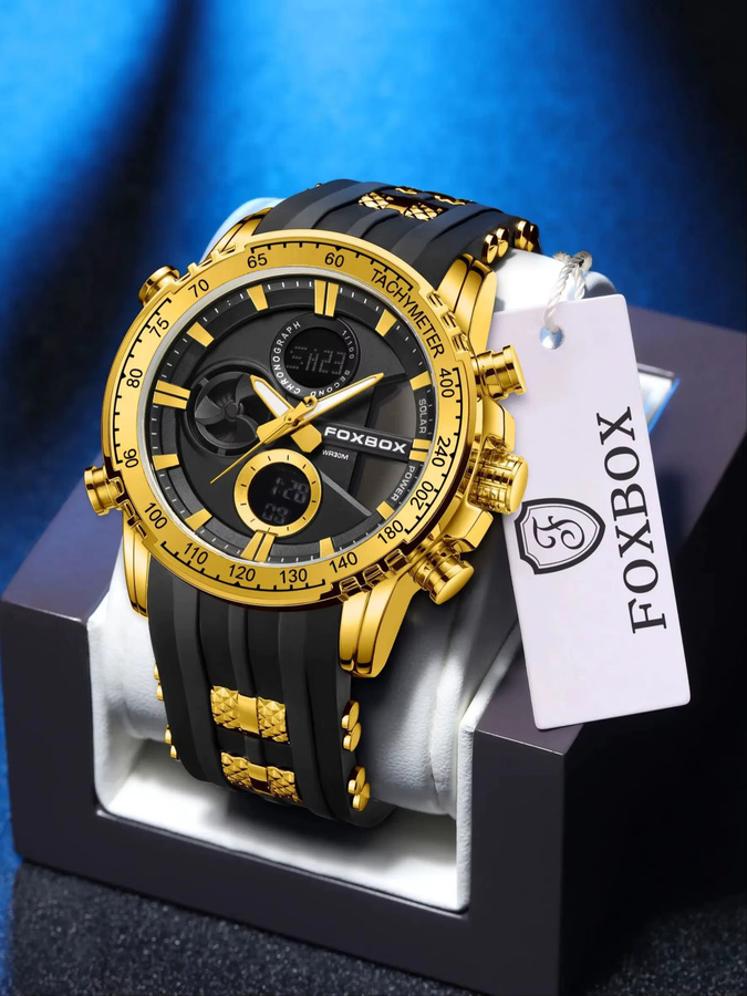 FOXBOX Armbanduhr, Quarz, Gold, Herren, Analog-Digital, 30 ATM - Bild 5