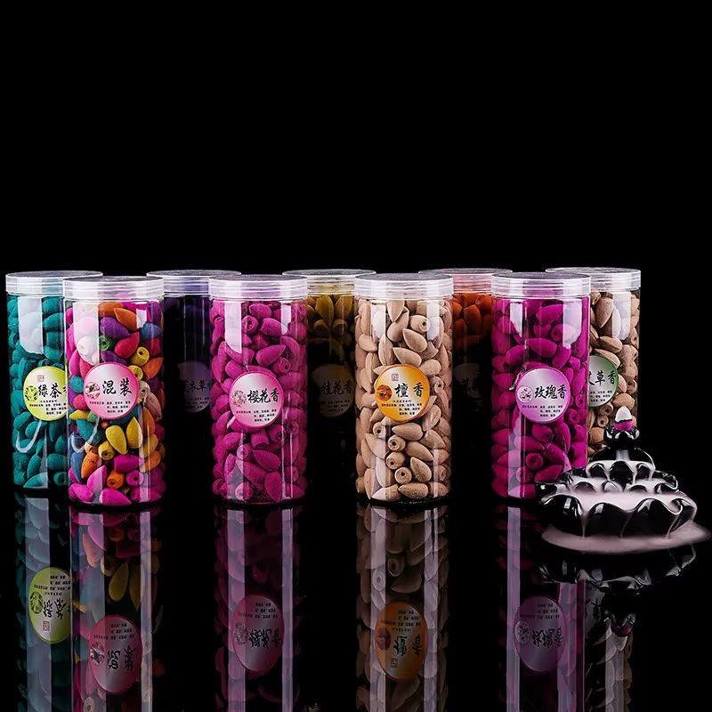 MINIDEAL Rückfluss-Räucherkegel Set mit Kunststoffbox, 200 Stück gemischte Düfte Sandelholz, Jasmin und Rose, Multicolour - Bild 2